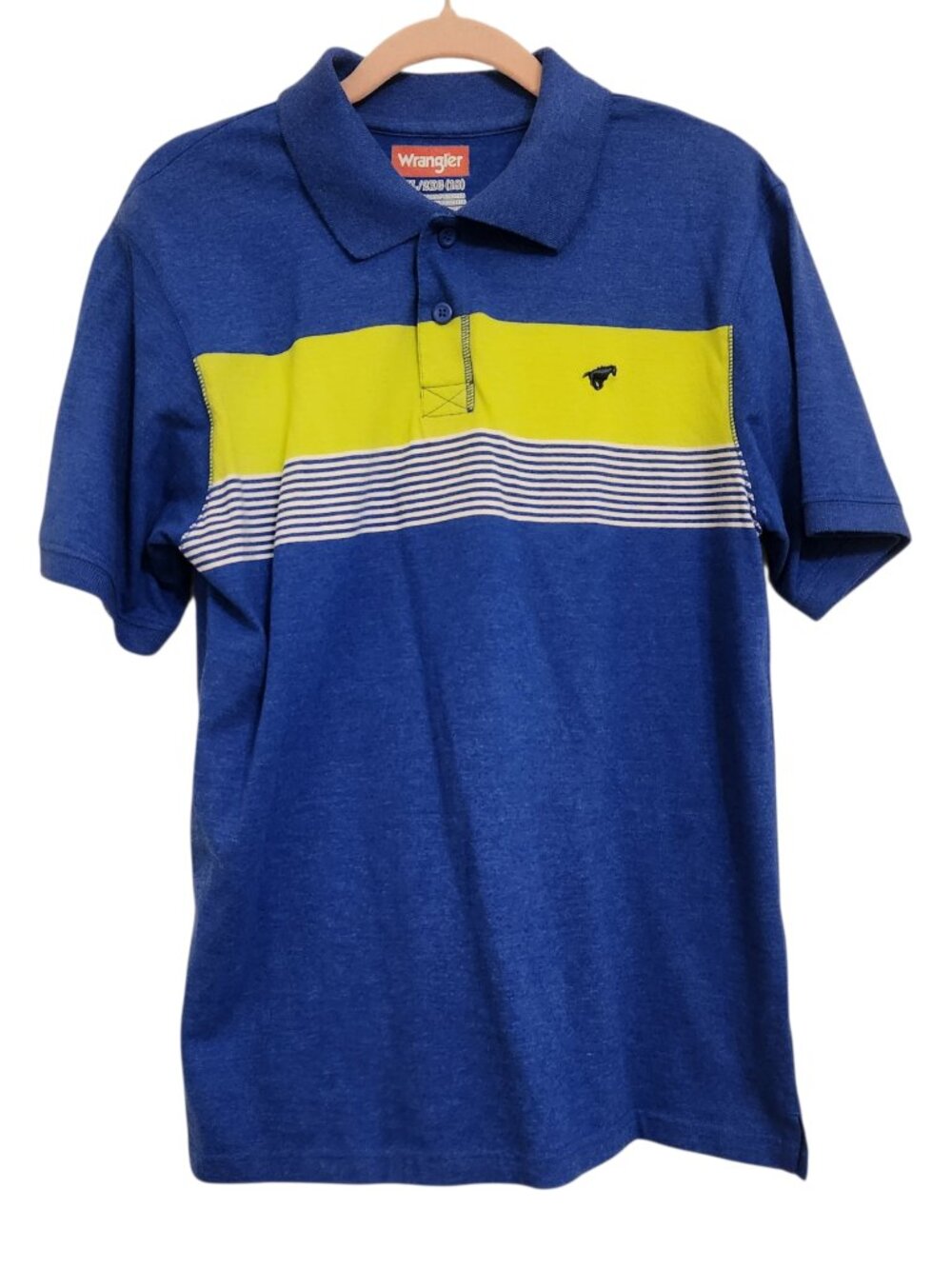 Wrangler Blue, Lime Green and White Polo Shirt Size XXL (18)